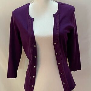 White House Black Market Floral Purple Cardigan